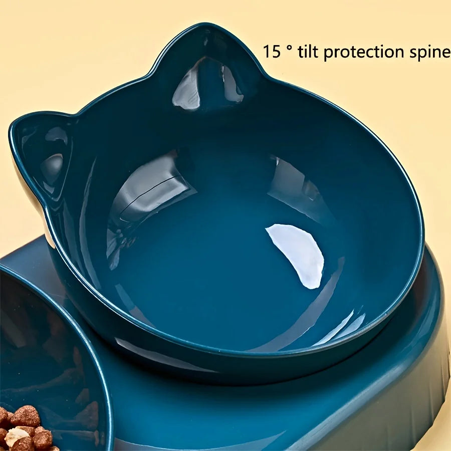Oscar Paw 3-in-1 Tilted Cat Bowl with Gravity Water Feeder