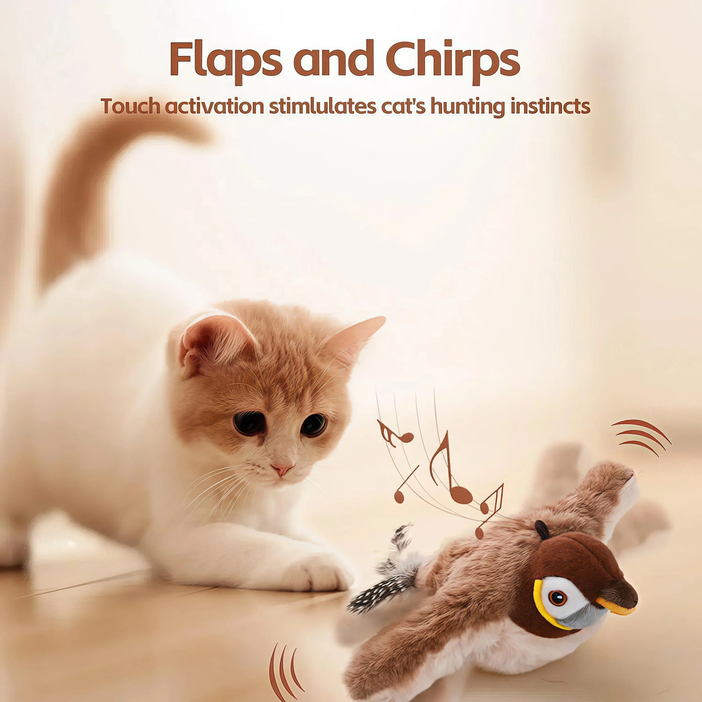 Oscar Paw Interactive Chirping Bird Toy (Rechargeable with Catnip)